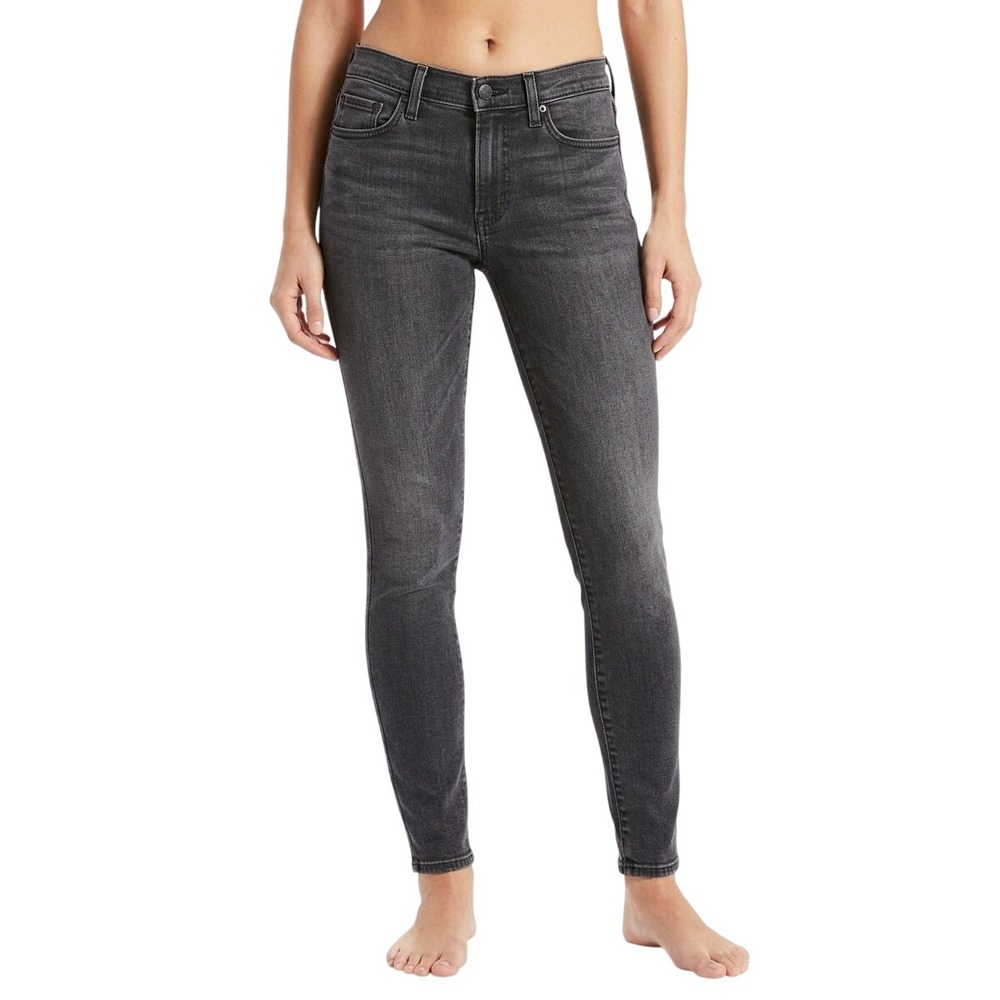 Levi's 710 Super Skinny Jeans Womens 27 Black Stretch Denim Mid Rise Faded Wash